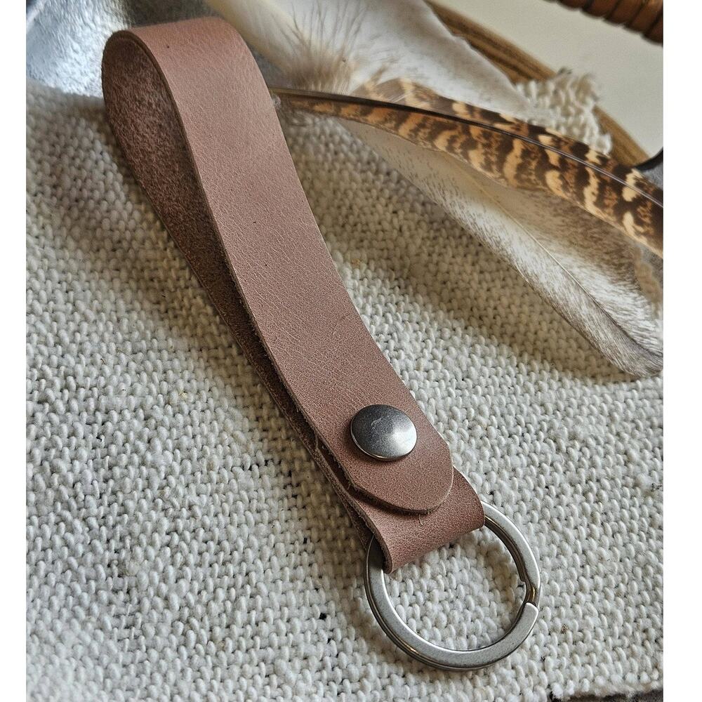 Dusty Blush Leather Key Fob Silver Hardware